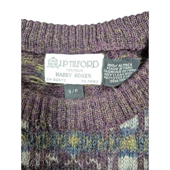 VTG 90s JP Tilford for Harry Rosen 100% Alpaca Mens Sweater Sz S - Picture 2 of 5